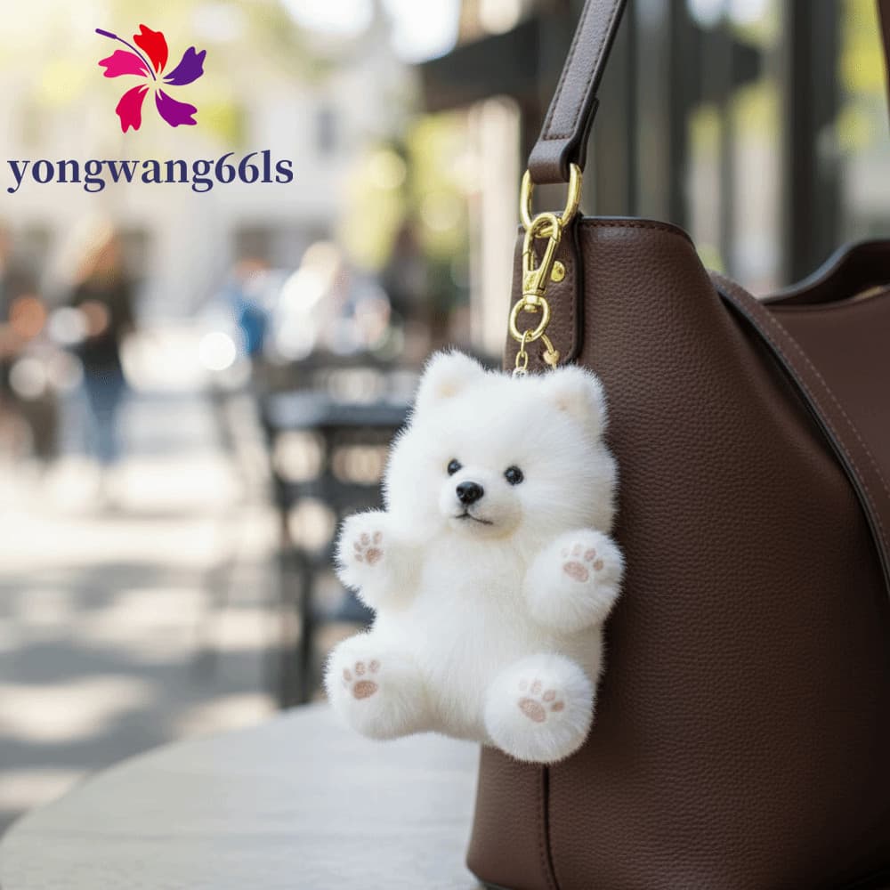 Pingente De Pelúcia YONGWANG Samoyed , Enfeites De Algodão PP , Brinquedo 10 Cm