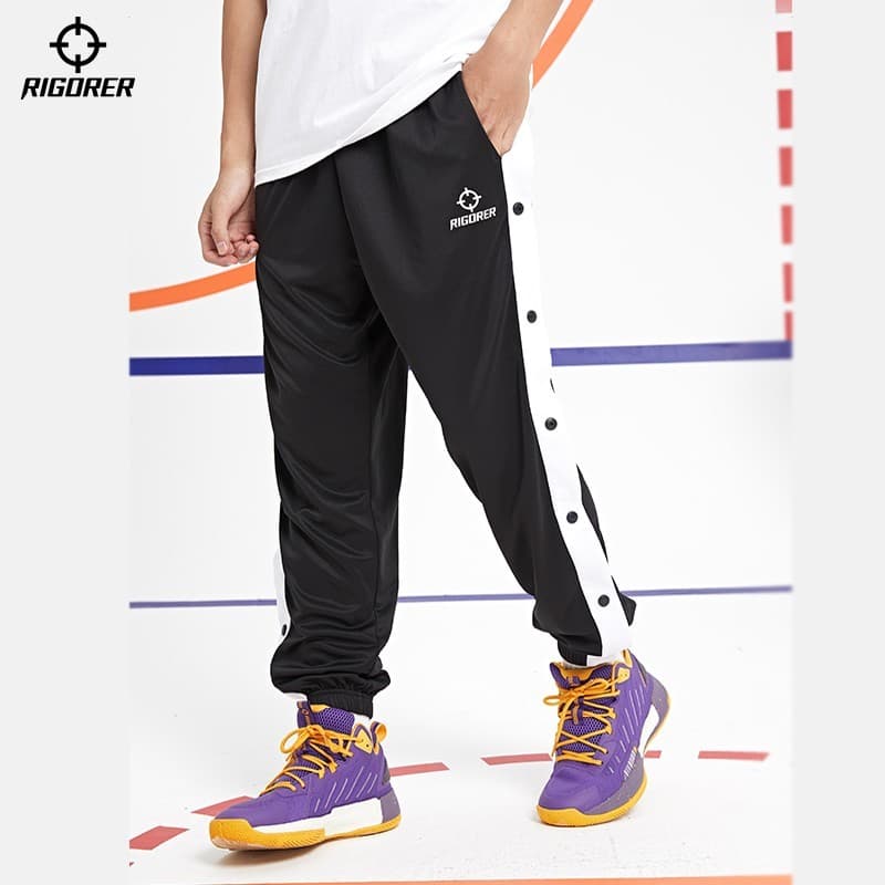 Calças de peito padrão calças abertas calças soltas casuais correndo jogo de basquete aquecimento liberação rápida calça