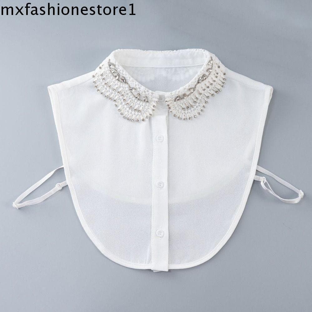 MXFASHIONE Colar Destacável , Falso Com Design De Renda De Cor Branca , Strass Elegantes Brilhante