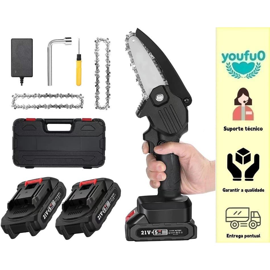 Mini motosserra elétrica sem fio 24V dupla tensão 400W