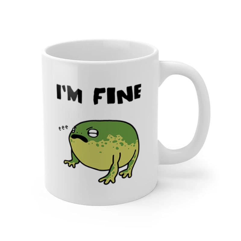 I _ M FINE FROG FROG Caneca Copo de água Xícara de café americana I Bom copo para manter o presente de inverno quente