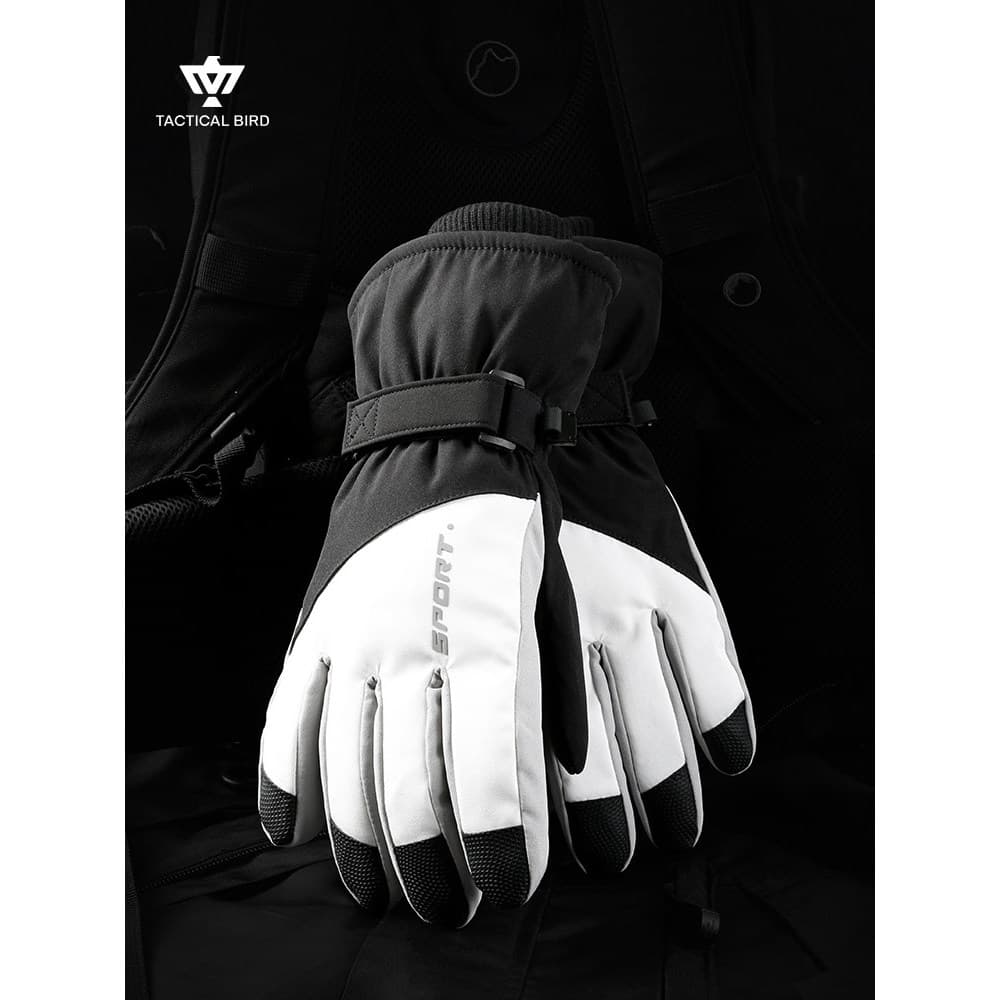 Pássaro tático masculino inverno à prova de frio engrossado luvas quentes ciclismo velo engrossado veículo elétrico C