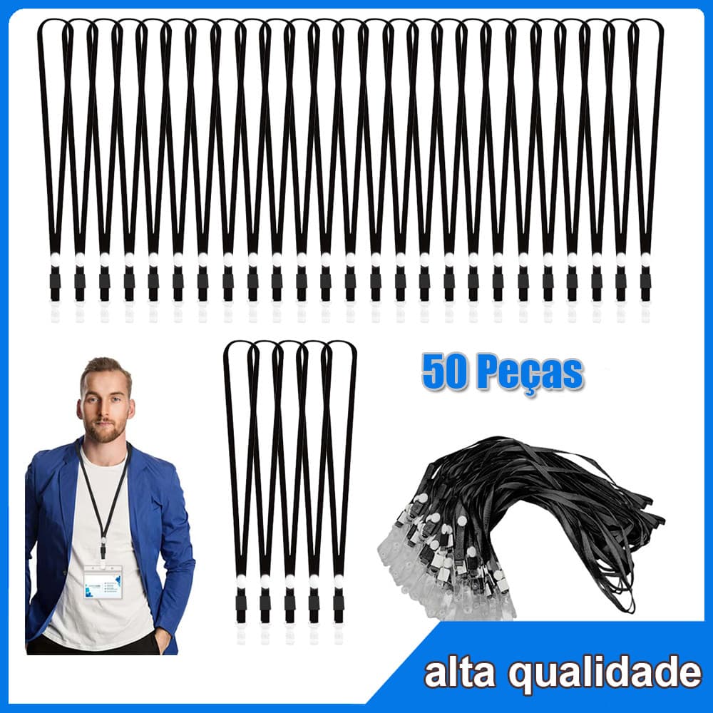 preto Cordão de crachá 50 peças para chaves e crachás de identificação cordão premium para professores homens e mulheres