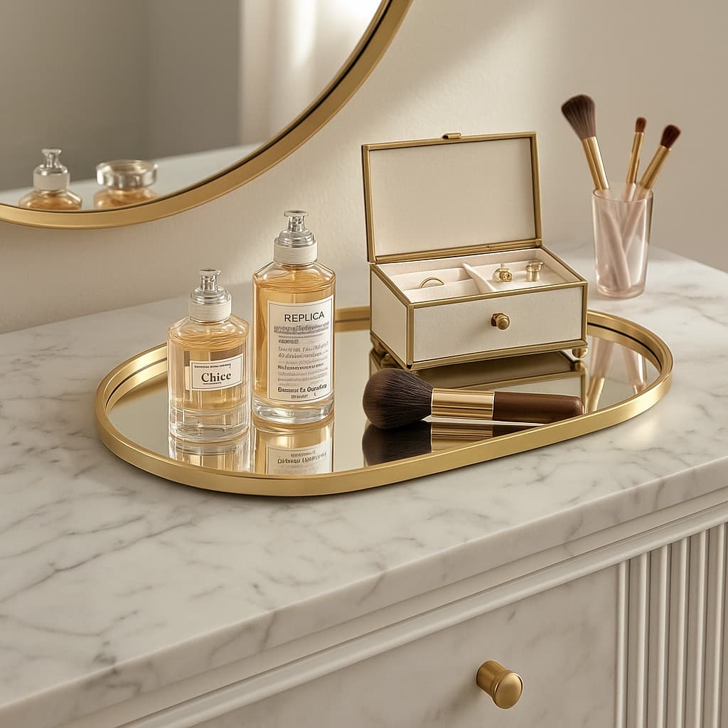Bandeja Decorativa Espelhada Oval Orgânica Lavabo Penteadeira