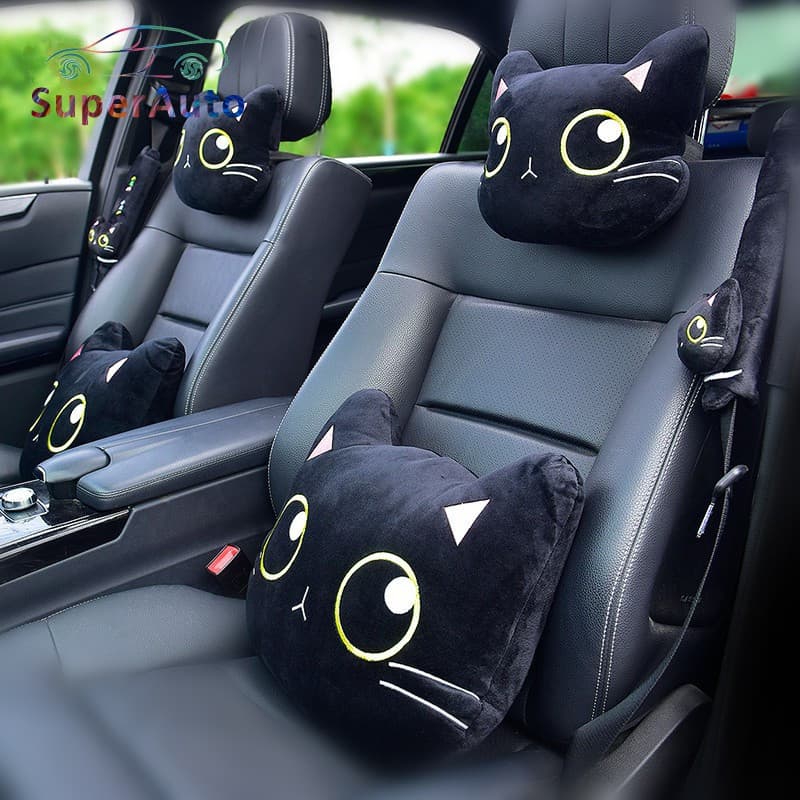 Superauto Carro Travesseiro Pescoço Cabeça Gato Dos Desenhos Animados Encosto De Viagem Cinto De Segurança Alças De Ombr