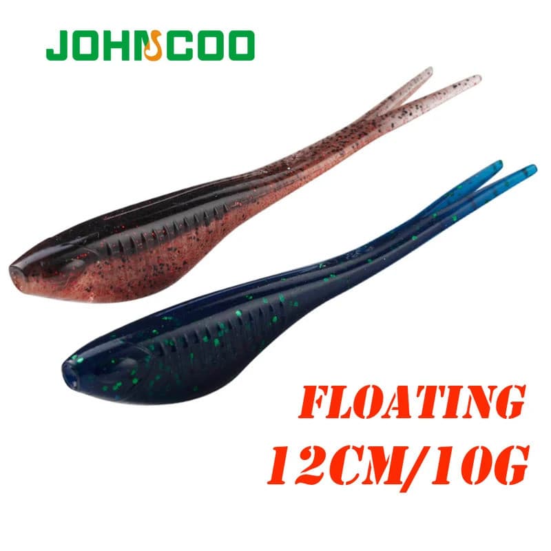JOHNCOO 5 peças Isca Macia Flutuante 12cm 10g para Pesca Drop Shot, Iscas Artificiais, Leurre Souple, Iscas Walk the Dog