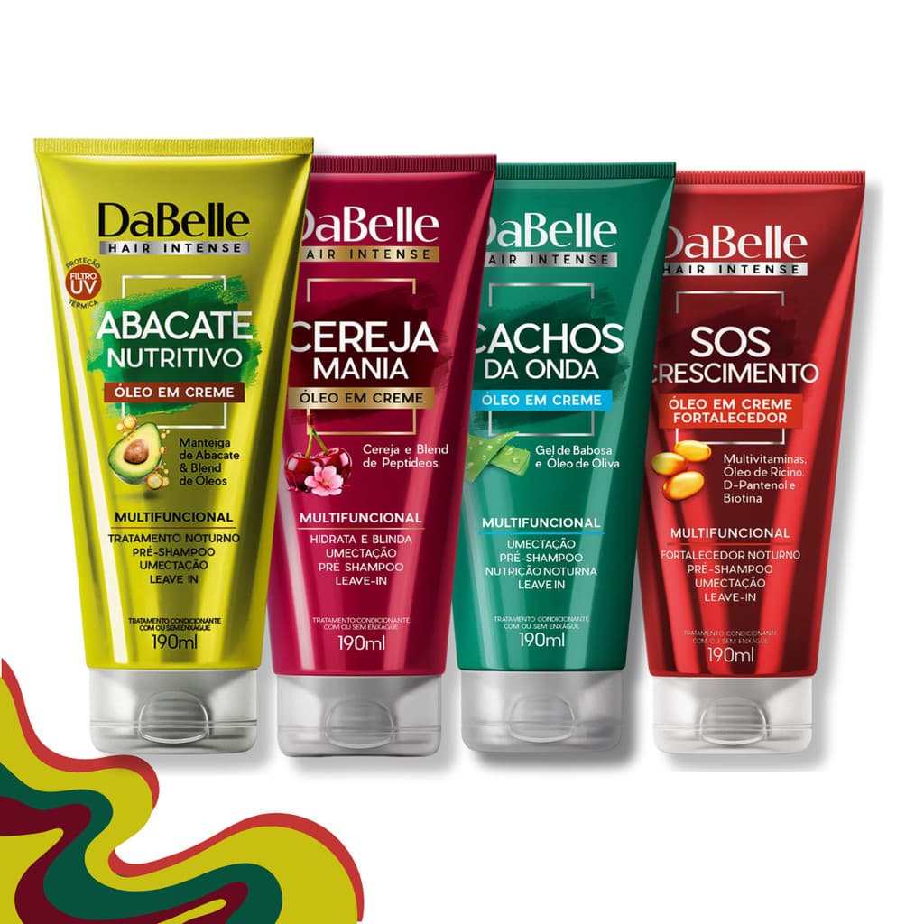 Óleo Creme DaBelle Multifuncional Cachos Cereja Mania Abacate Sos Hidratação Proteção 190ml