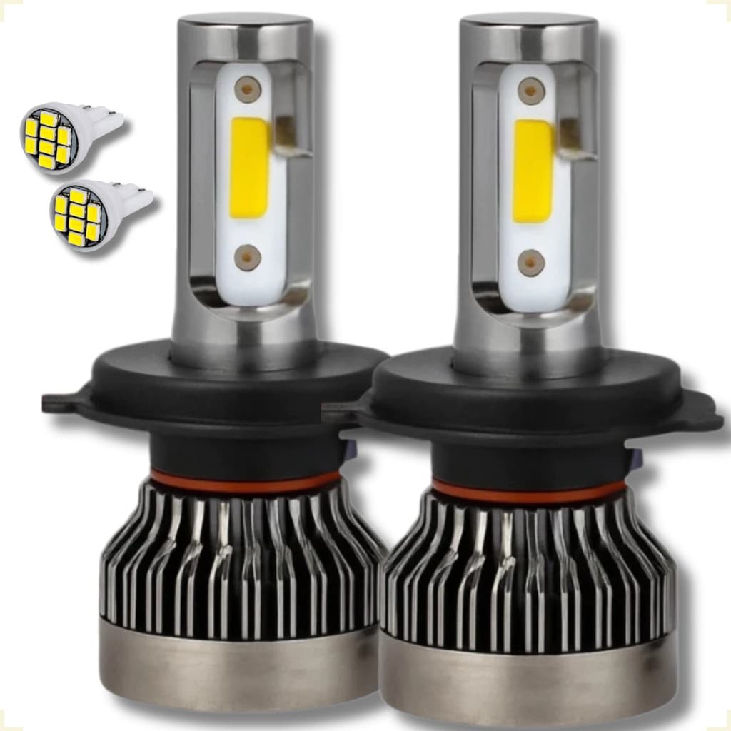 Par de Lâmpada Farol Alto e Baixo Ultra Led Mini para Carro H4 Y3 Lux Led 6500k Kit Super Branca 12V