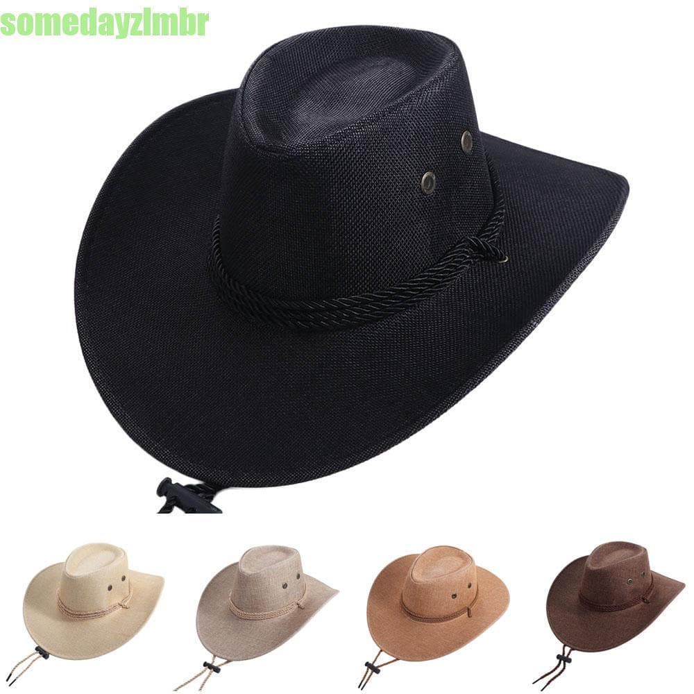 SOMEDAYZL0M Chapéu De Sol De Verão , Escalada De Linho Cowboy Ocidental , Boné De Praia , Protetor Solar