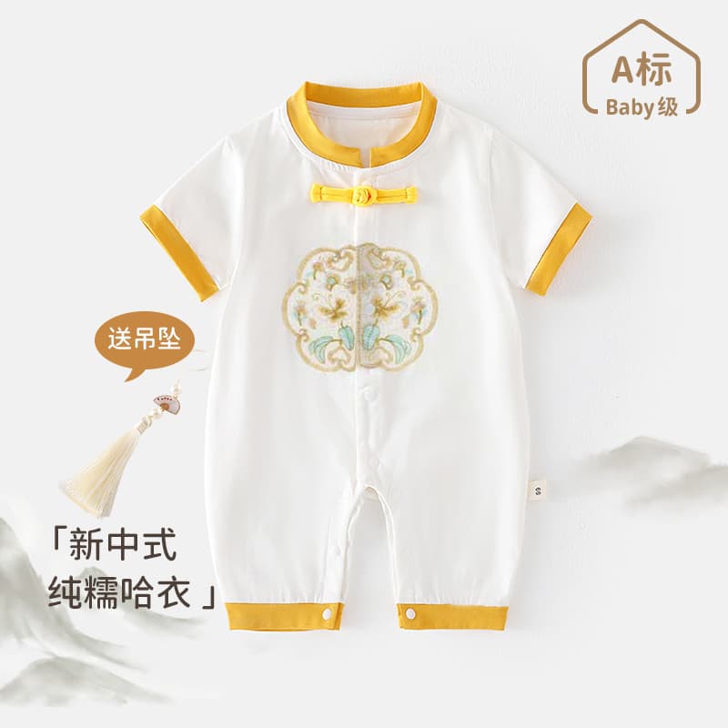 Verão bebê macacão cem dias Outing roupas estilo chinês estilo fino macacão recém-nascido macacão do bebê