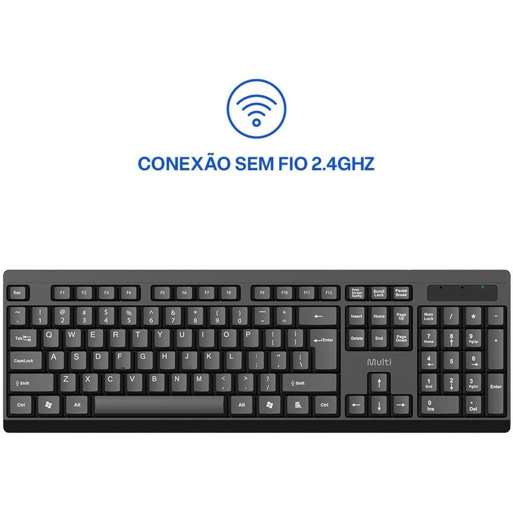 Teclado USB Sem Fio TS050 Multimídia Preto - Multi