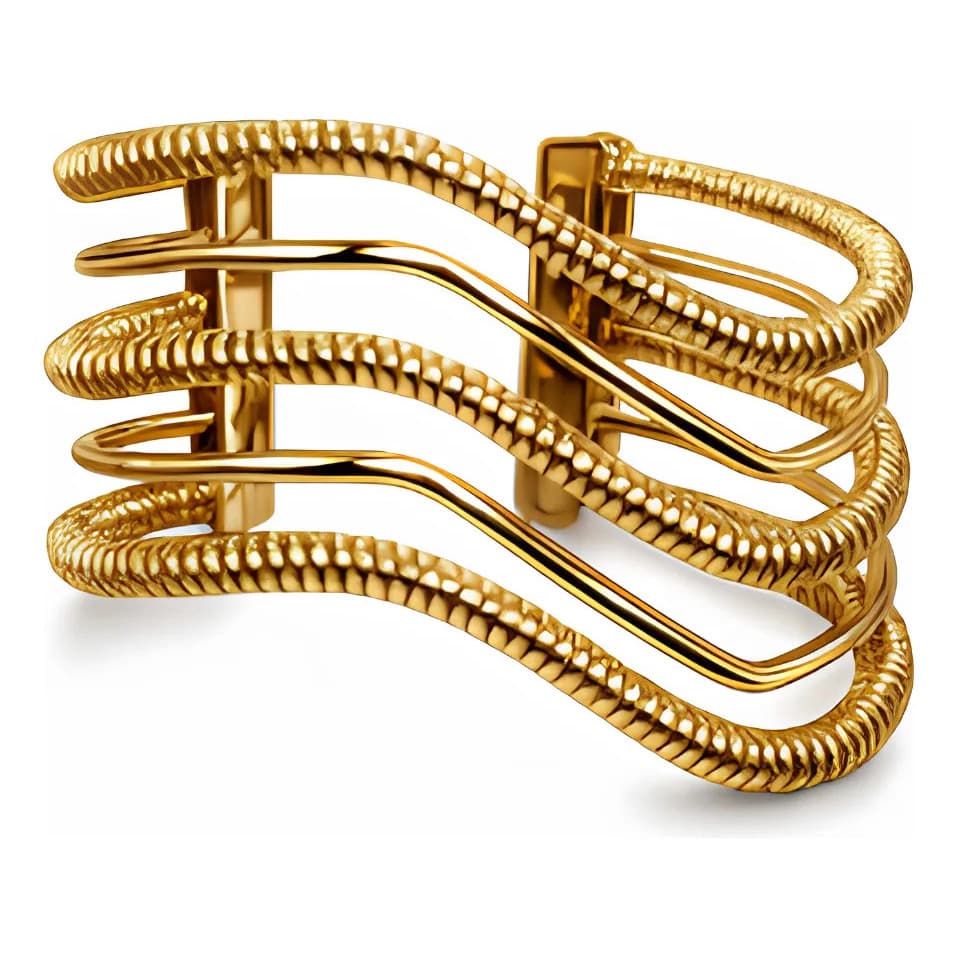 Pulseira Regulável Feminina Folheada Dourada Luxo Bracelete