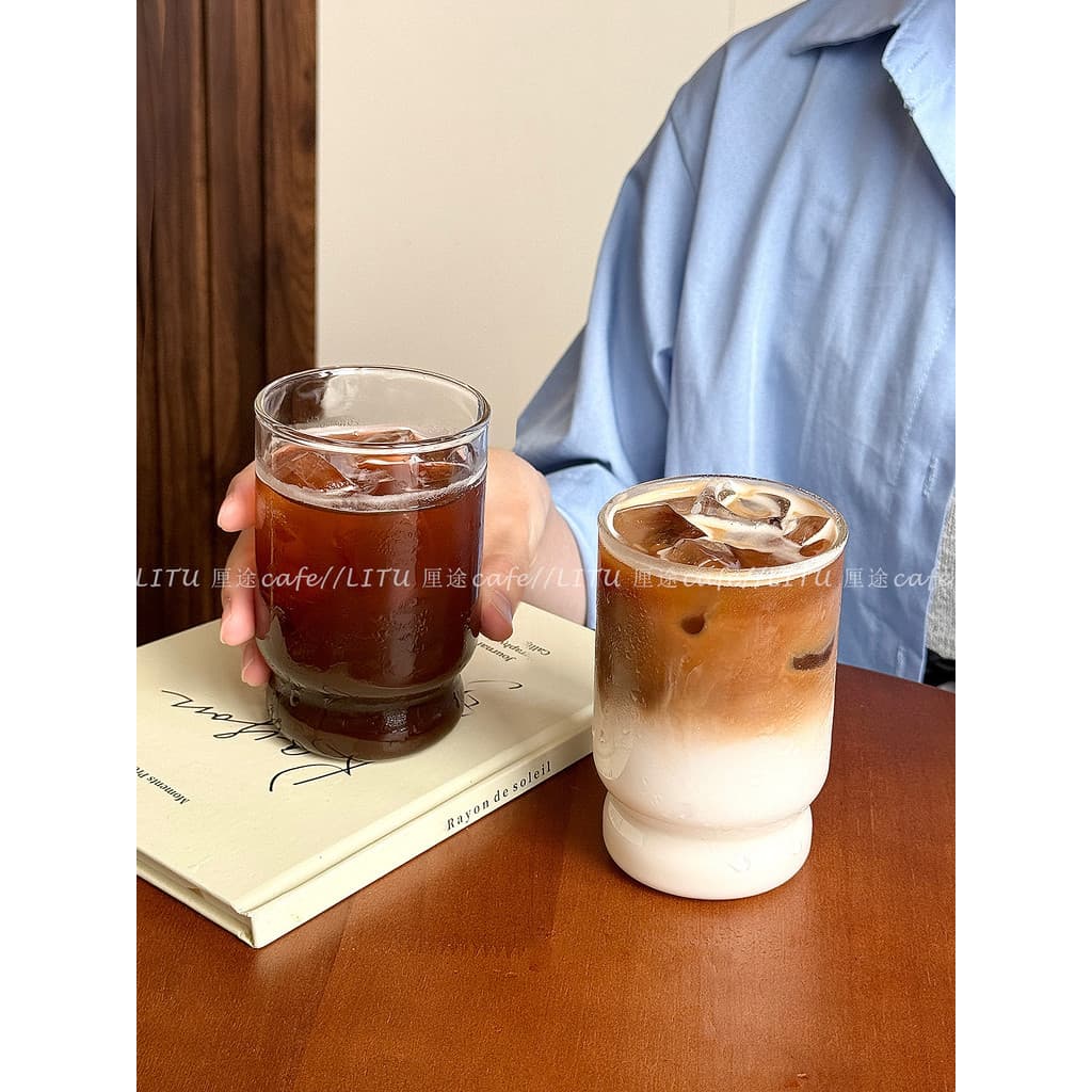 Ins gelado americano Latte xícara de café nicho copo de leite bebida suco simples resistente ao calor copo de água de vi