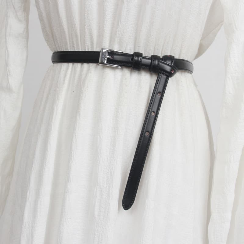 Cinto feminino elegante All-Match decoração de couro combinando saia casaco cintura estreita cinto fino preto ins estilo