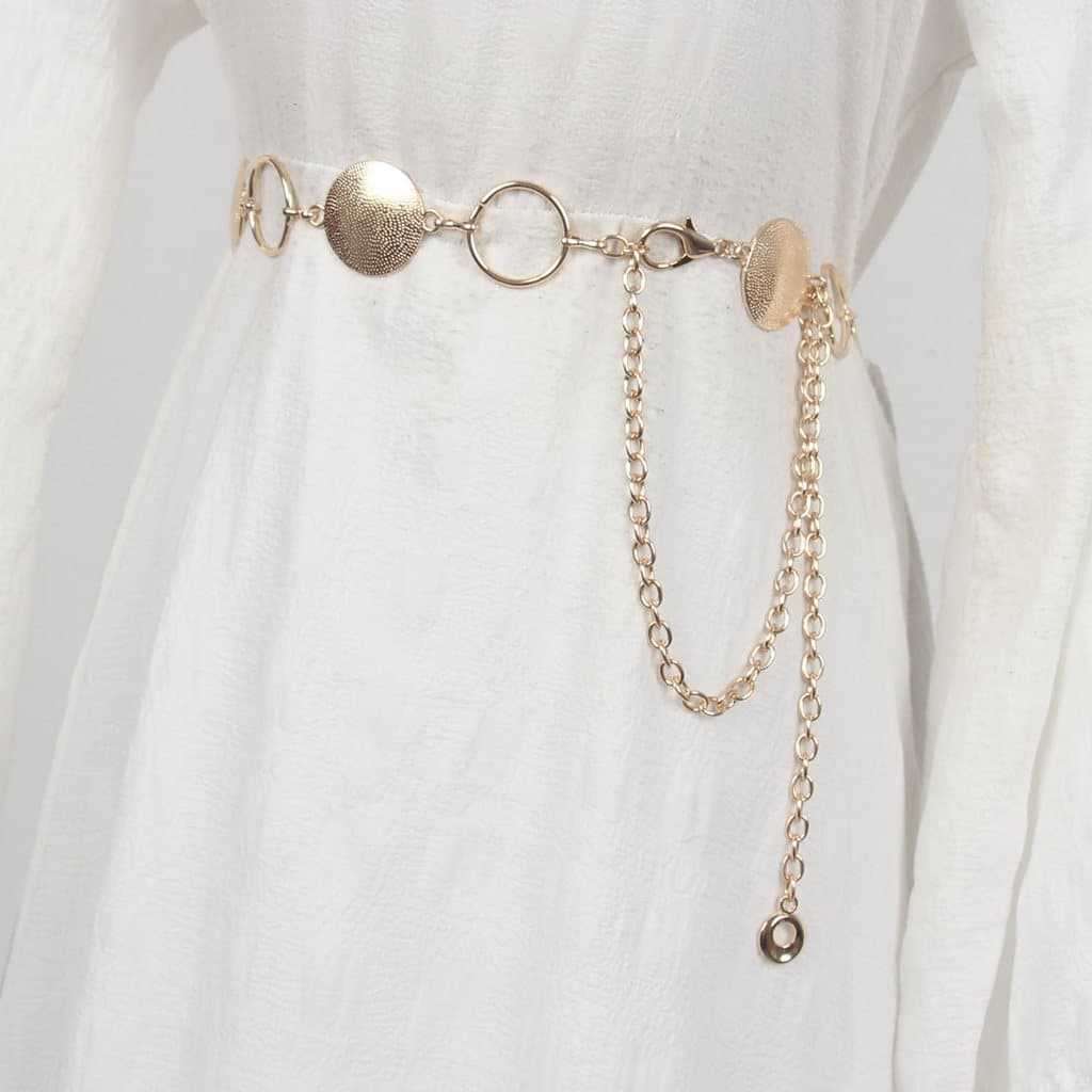 Estilo europeu americano Retro anel de Metal corrente cintura nicho Design sentido único All-Match quente menina cinto c