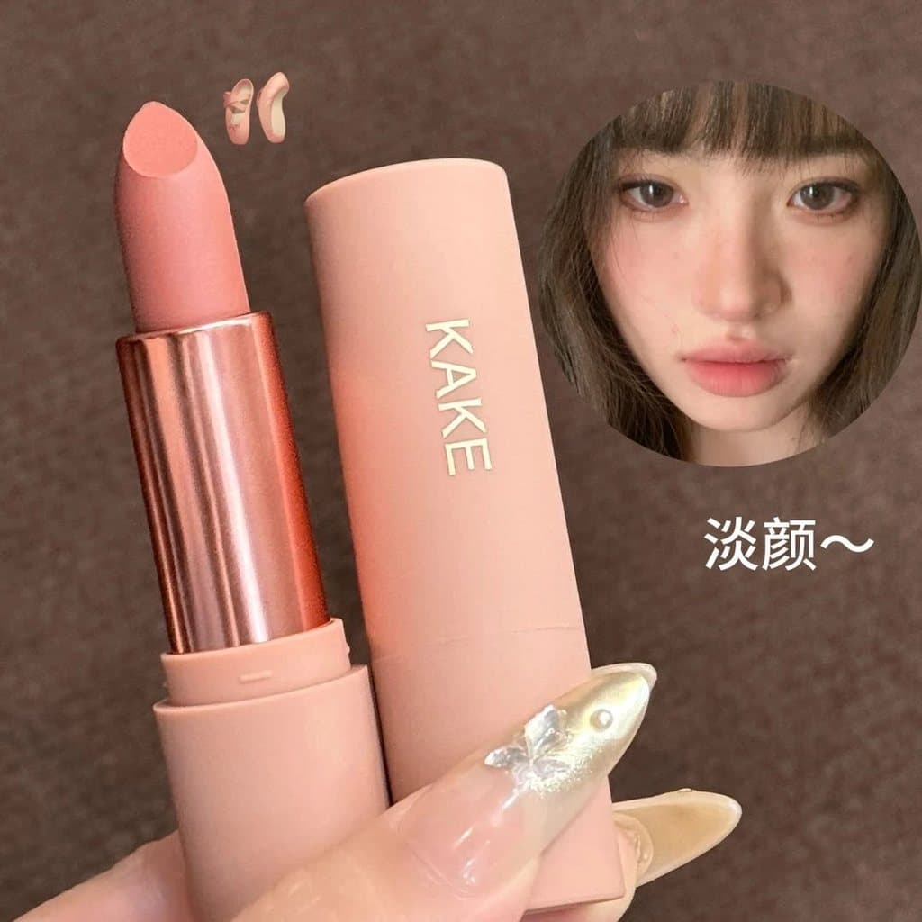 KAKE Mousse Matte Batom Light Mist Desire Baixa Saturação Fosco Veludo Não Desbotado Batom Fino Piscando