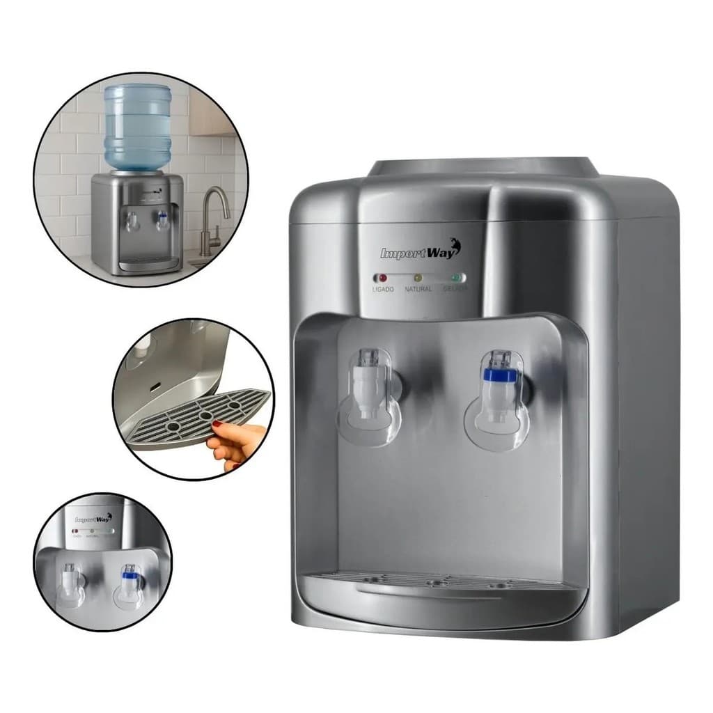 Bebedouro De Água Refrigerado Elétrico Coluna Galão Água Gelada E Natural 127V Ou 220V Compacto