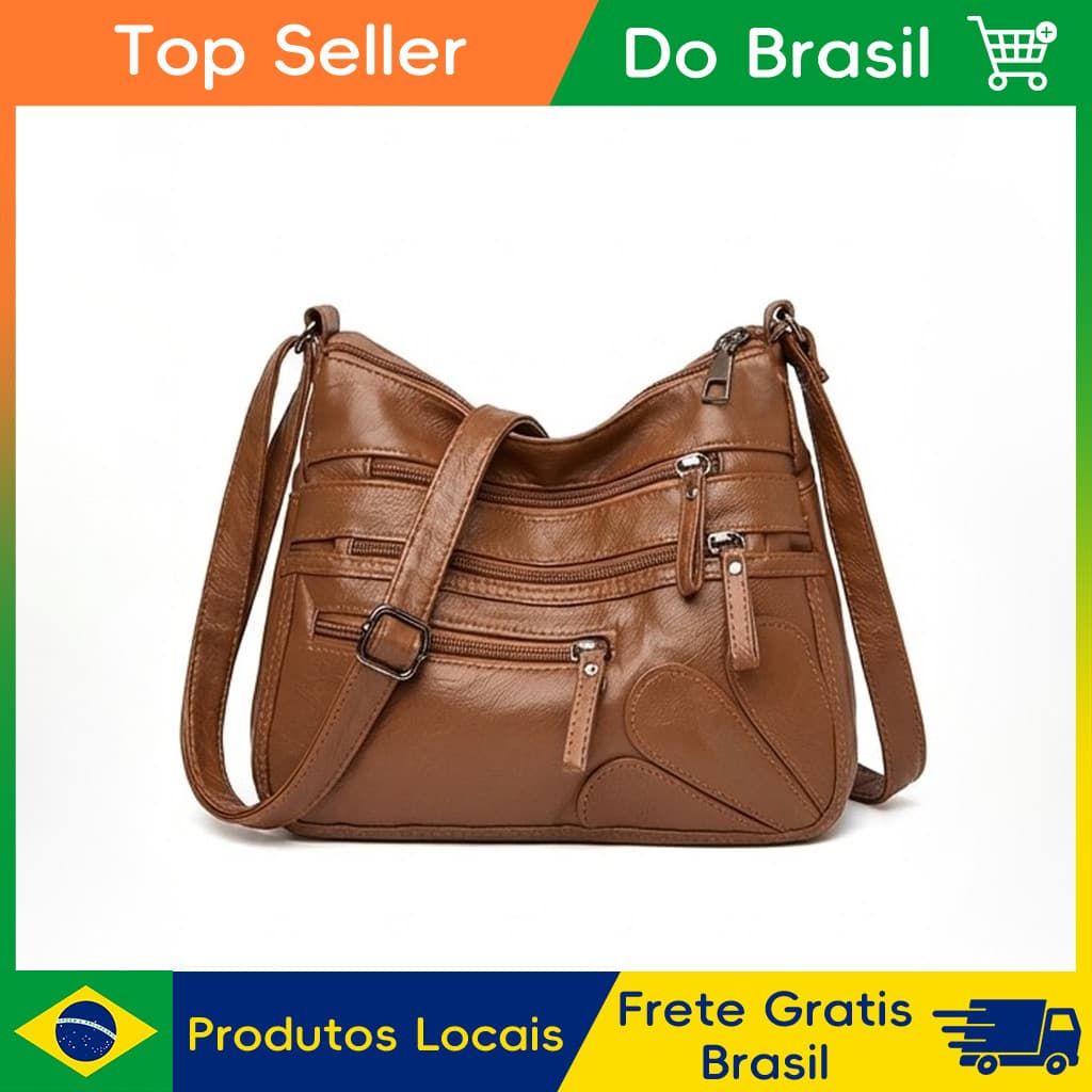Bolsa Transversal Feminina em PU, Bolsa de Ombro Grande, Estilo Casual para Mamãe, Multicompartimentos