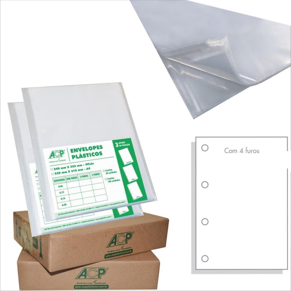 Envelope Plastico Oficio 4FURO EXTRA Grosso 0,20 PCT.C/100