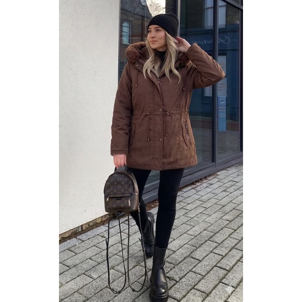 Parka Feminina Inverno Forrada Com Touca Removível M e G
