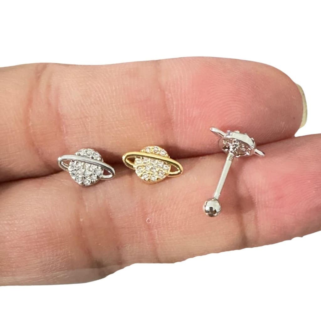 ✨Piercing Reto para Hélix e Tragus | Antialérgico Saturno (ONP1108)