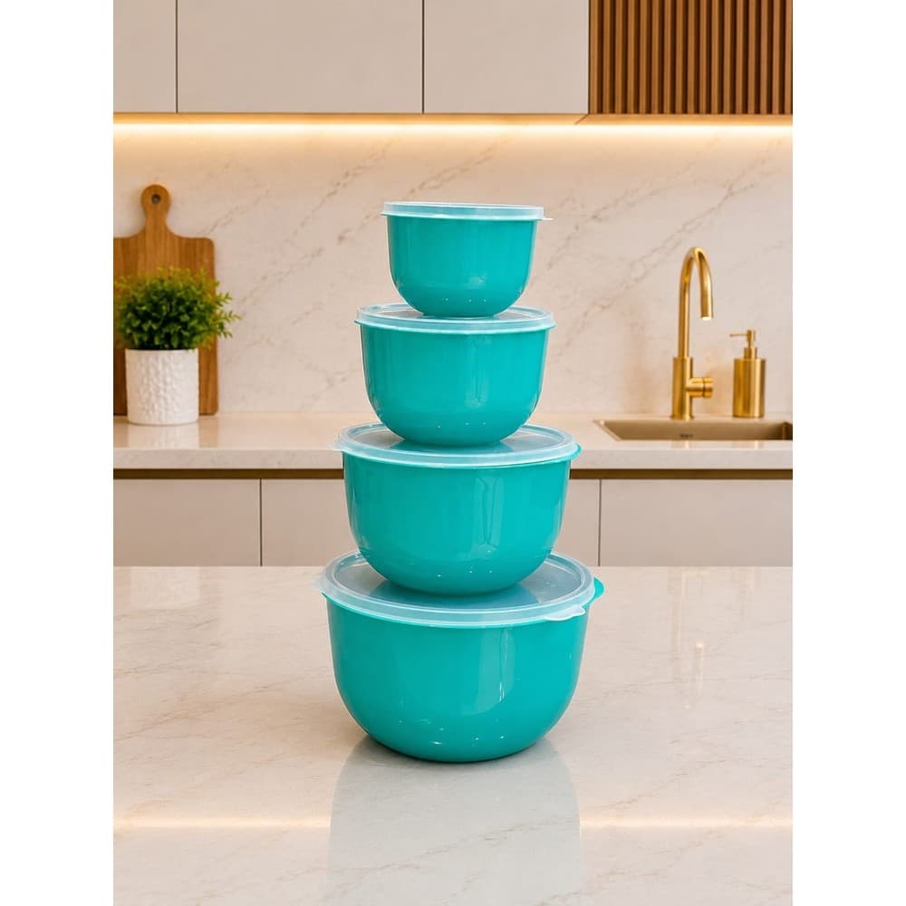 JOGO BOWL 4 PÇS 4 LITROS, 2 LITROS, 800 ML  E 400 ML - LINHA ECO COR TIFANY - PLÁSTICO GROSSO E RESISTENTE