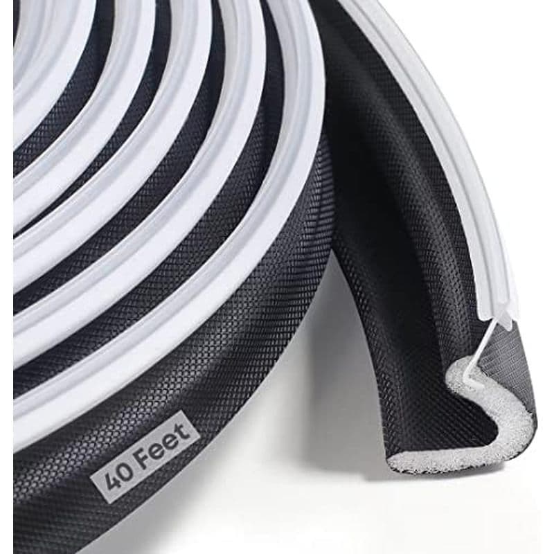 Vedação De Porta Extra Longa Kerf Weather Stripping De 40 Pés Para Grandes Lacunas E Fácil Instalação (Branca)
