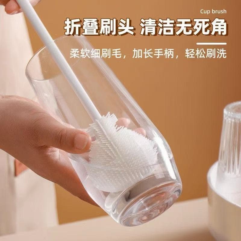 Escova de copo de Silicone copo de lavagem alça longa escova pequena isolamento térmico doméstico copo de água sem ângul