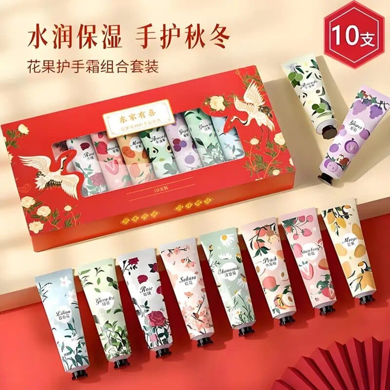 10 varas flor fruta creme para as mãos caixa de presente presente feminino hidratante hidratante hidratante Anti-secagem
