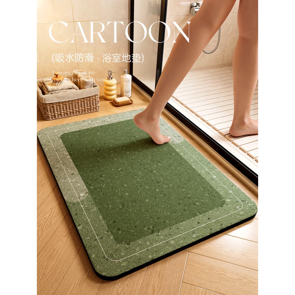 Tapete de chão de lama de diatomáceas macio, porta de banheiro, absorve água, antiderrapante, secagem rápida, tapete de