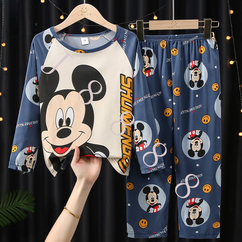 Pijama Infantil De 2 A 14 Anos , Meninos , Meninas , Primavera , Outono , Mickey , Design De Manga Comprida Para Casa ,