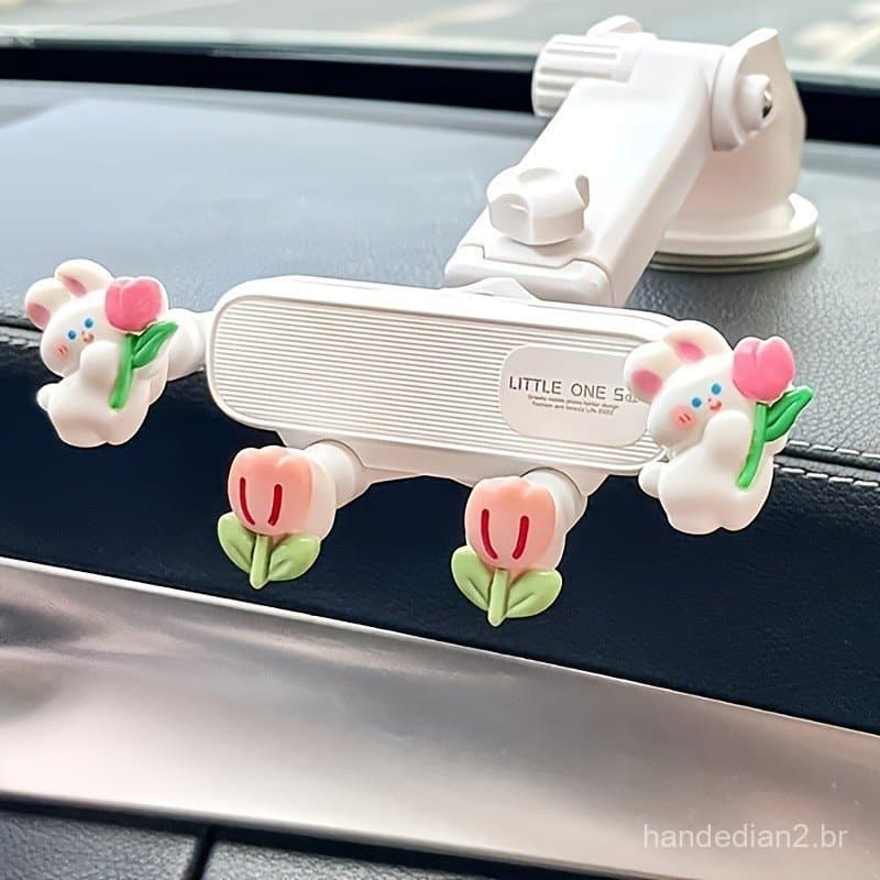 Suporte de Telefone para Carro de Dupla Função, Suporte de Telefone para Saída de Ar do Carro, Suporte de Telefone Rosa