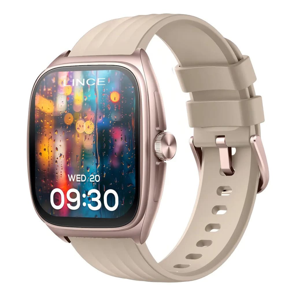 Relógio Smartwatch Lince Fusion Rose Lswuqpi002 Tela Amoled Dourado Bege