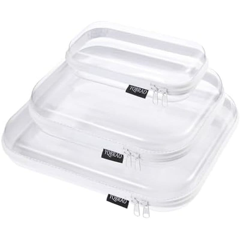 YQBRAO Estojo Transparente Com Zíper Rígido De 3 Pacotes Preto , Bolsa De Maquiagem Para Viagem À Prova De Esmagamento S