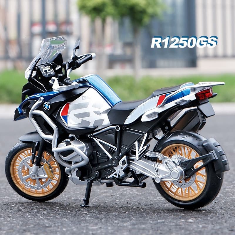 1:12 BMW R1250GS ADV liga Die Cast motocicleta modelo de brinquedo coleção de veículos de som e luz Off Road Autocycle b