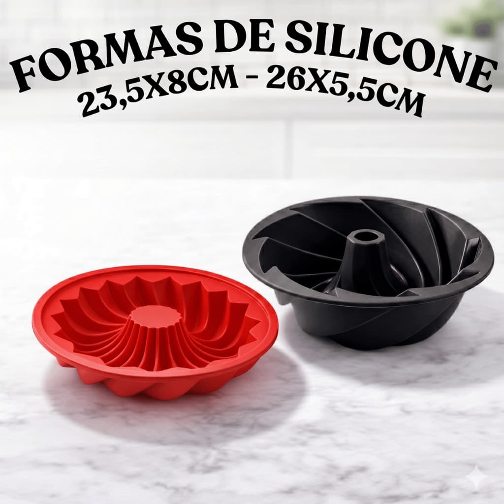 Forma de Silicone Bolo Pudim Antiaderente Redonda Forno Flexível Fácil Desenformar Kit 1 2 3 Unidades