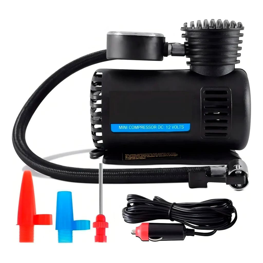 Mini Compressor De Ar Portátil Automotivo Eurus Preto
