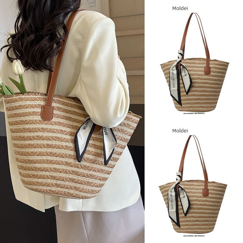 bolsa feminina bolsa transversal feminino Verão à beira-mar férias estilo praia tecido saco de palha tecido feminino 202