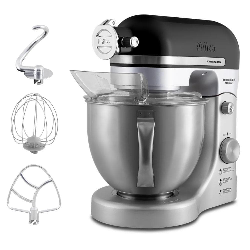 Batedeira Planetária Philco Turbo 5 Litros PBP1200P Inox Antirrespingo