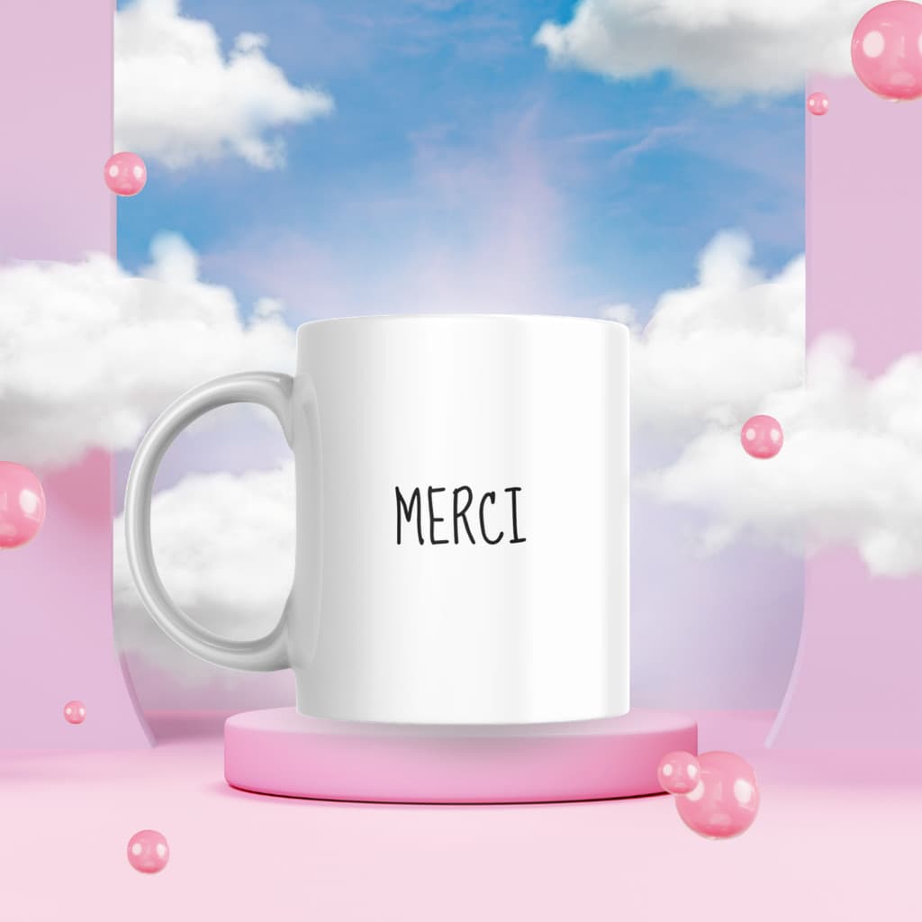Caneca Xicara Porcelana 325ml Bonjour Mon Amour Merci Fã Personalizada Presente Decoração Casa