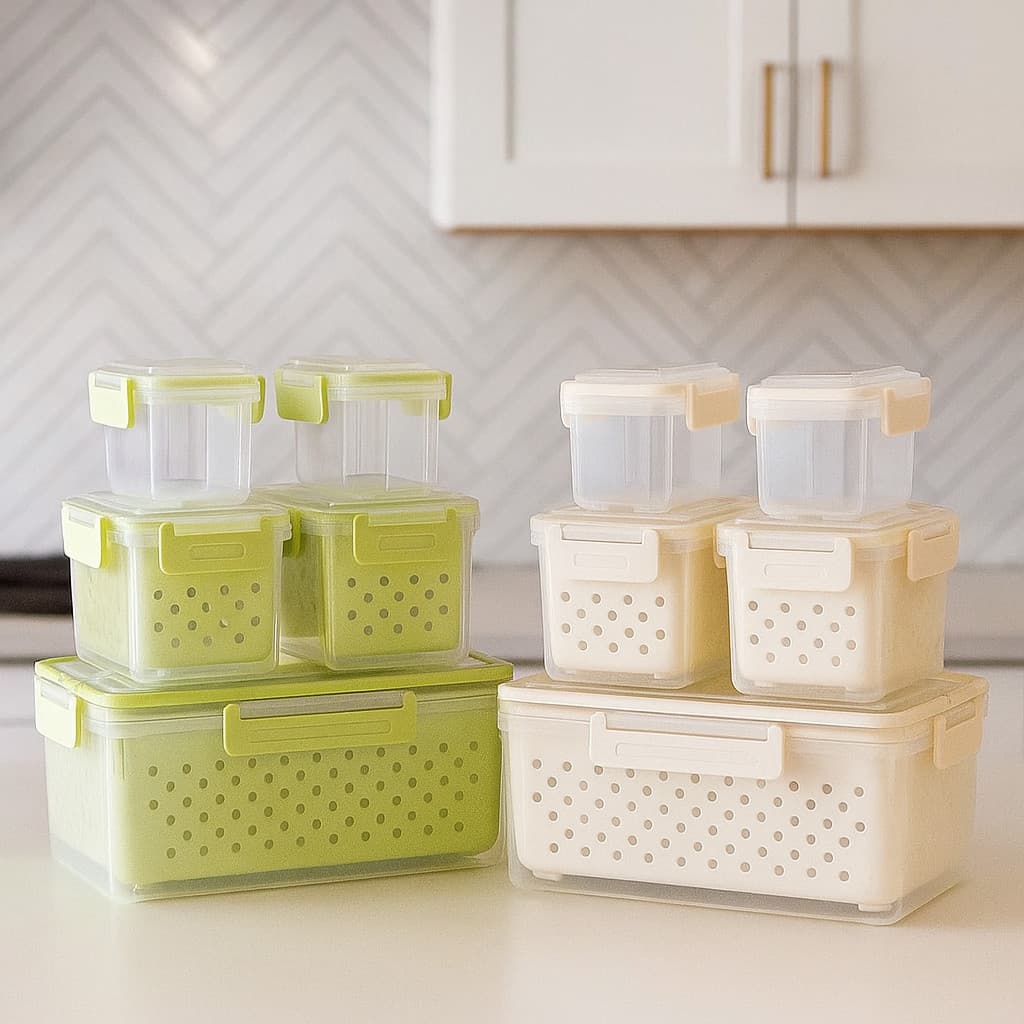 Kit 5 Potes Alimentos Recipiente Organizador Plástico Conserva Cozinha Cesto Armazena