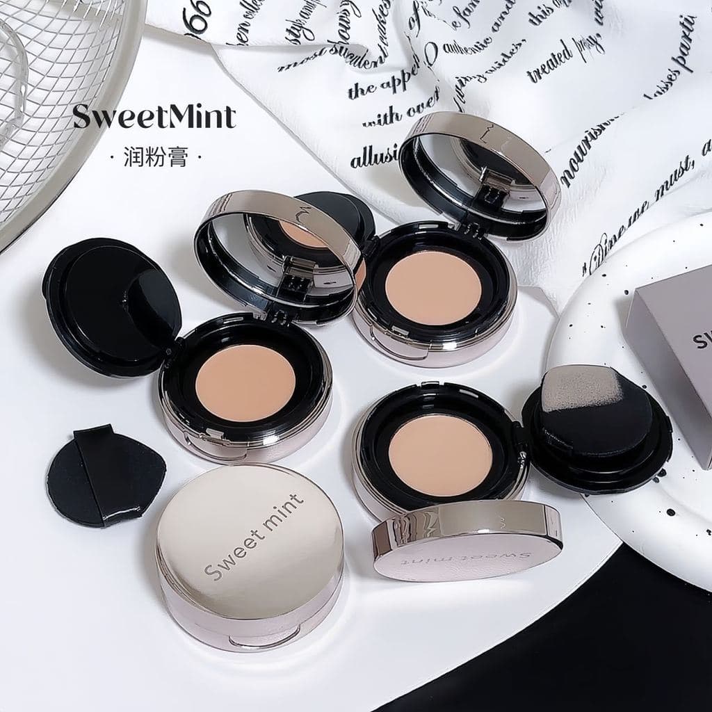 Sweetmint hidratante em pó bálsamo iluminar até mesmo tom de pele luz Natural hidratante corretivo fundação almofada de