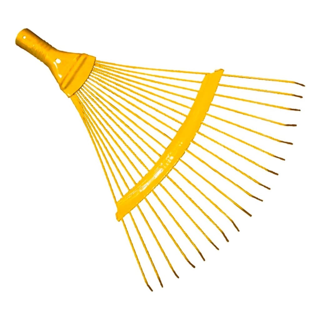 Vassoura Metálica Rastelo Jardinagem 18 Dentes Ferro Grama Oz Amarelo