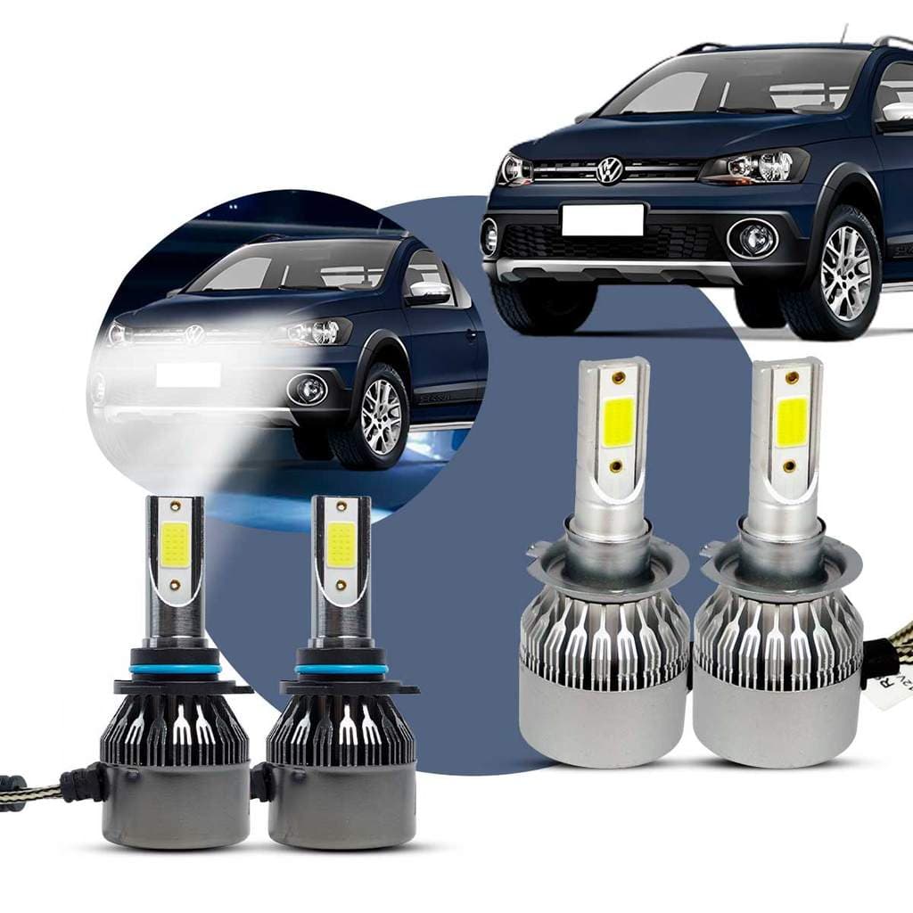 Super LED  Farol Baixo Milha VW Saveiro G6 Cross 6000K 30000h
