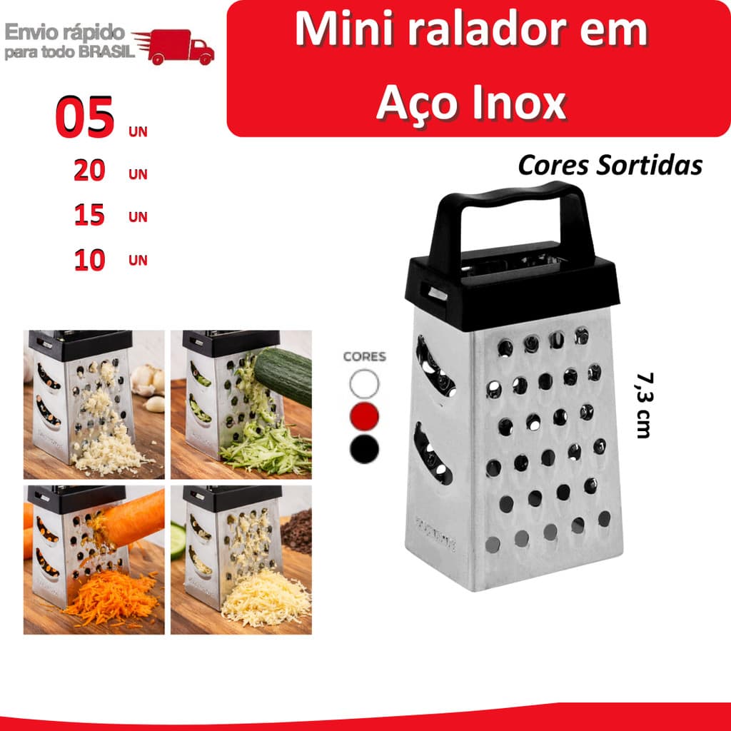20/15/10/5 Mini Ralador de Aço Inox Cozinha Talher Ralar Comida Alho Cenoura Lembrancinha