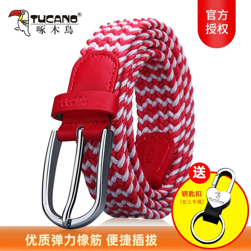 Woodpecker cinto de lona senhoras elástico trançado cinto elástico feminino versão coreana simples All-Match Casual cint