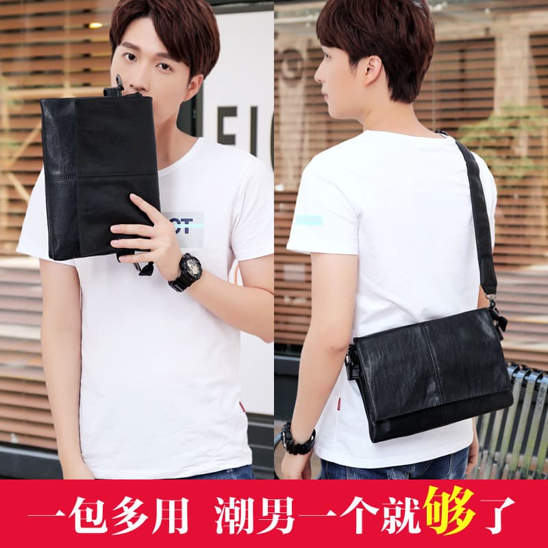 Bolsa mensageiro masculina pequena bolsa de ombro couro genuíno negócios Casual bolsa de couro multifuncional bolsa de e