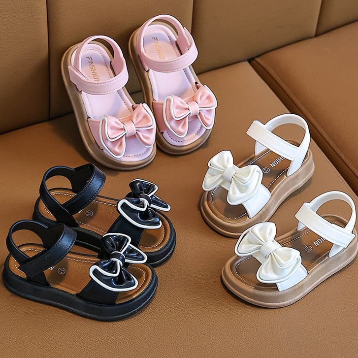 Sandálias Elegantes para Crianças, Sapatos de Princesa com Laço para Meninas, Leves e Macios 6589