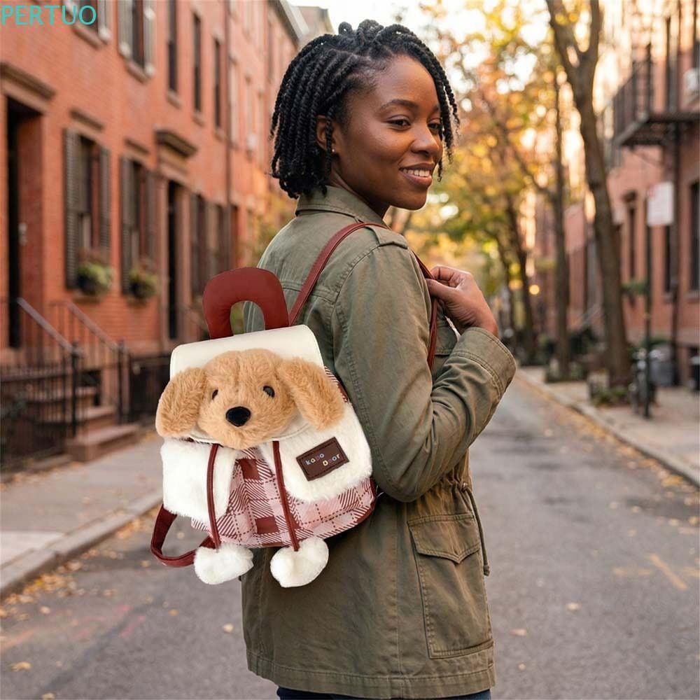 Mochila PERTUO Para Cachorro De Desenho Animado , Alças Ajustáveis , Escolar De Pelúcia De Coelho Macio , Bolsa De Ombro