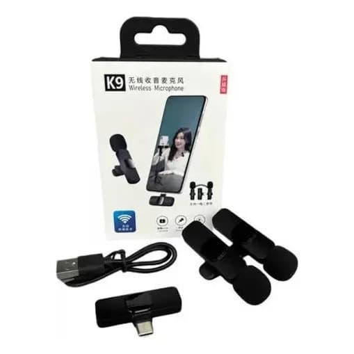 Kit 2 Microfone Sem Fio De Lapela K9 Tipo C